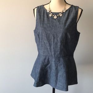 NWT Banana Republic Peplum Denim Blouse SZ 10